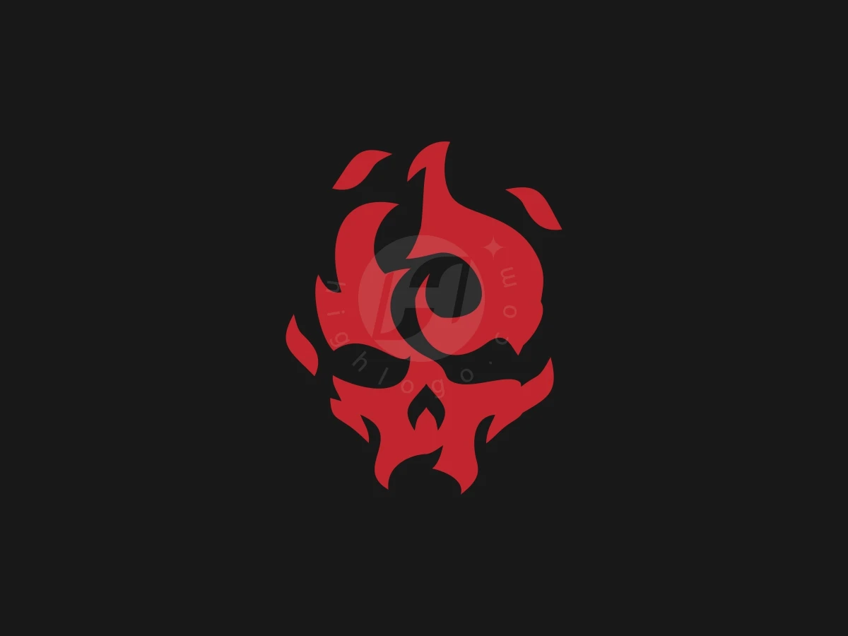 Simple Hellfire Or Flaming Skull Logo - Abstract Logo design by FirstDesign for sale on Highlogo