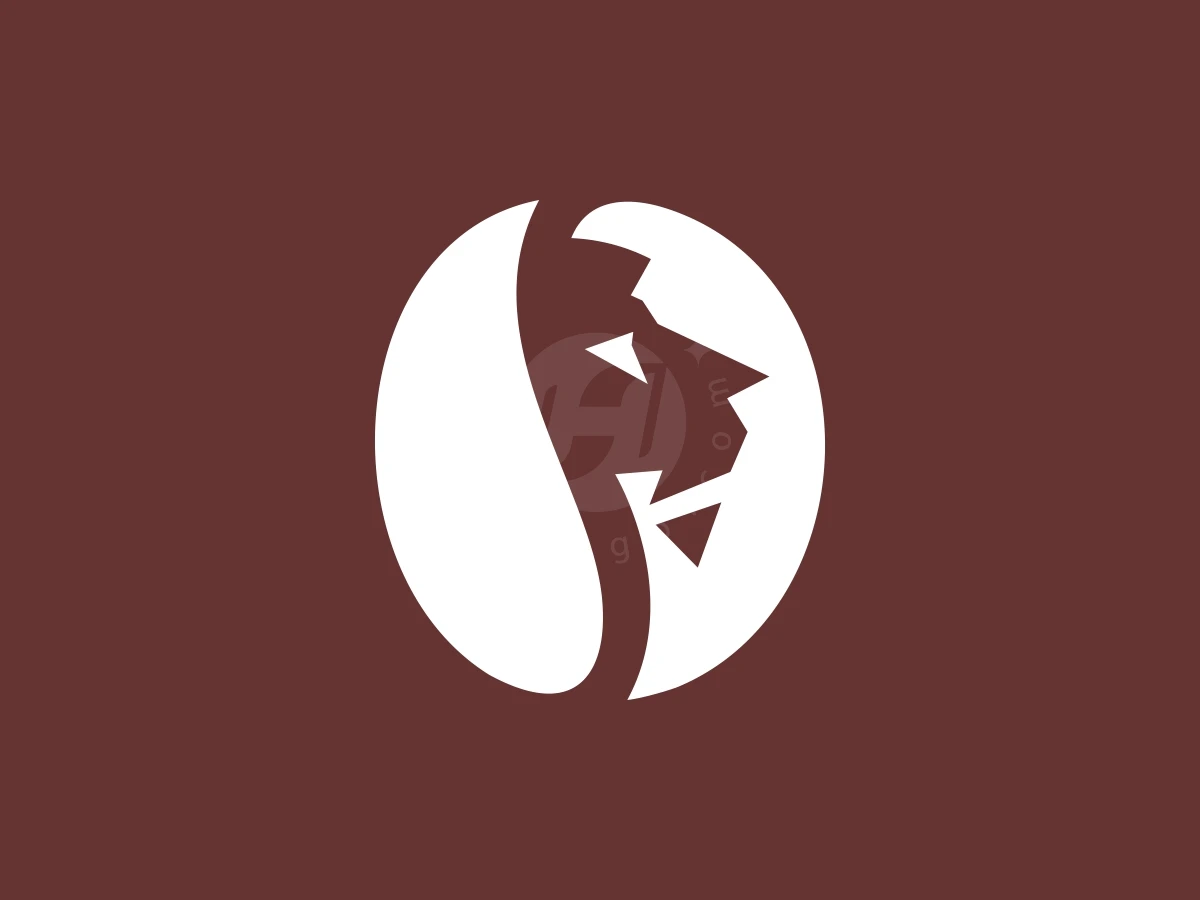 Simple Lion Head Coffee Bean Logo - preview 1