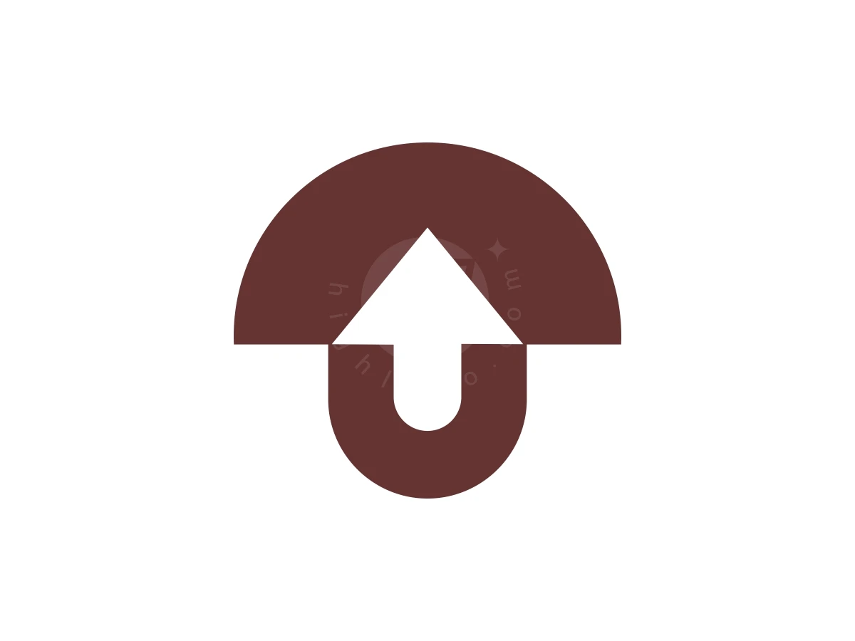 Simple Letter U Mushroom Ora Fungi Up Arrow Logo - Negative space Logo design by FirstDesign for sale on Highlogo