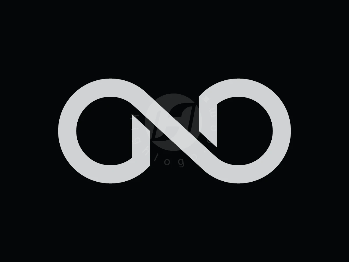 Infinity loops in light grey form a stylized letter N logo against a black background.