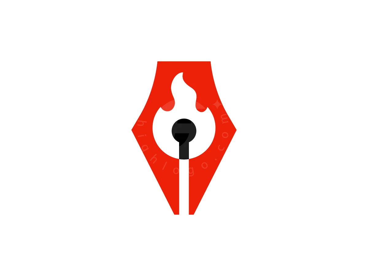 Burning Match And Pen Logo - Negative space Logo design by Pamungkas Ctv for sale on Highlogo