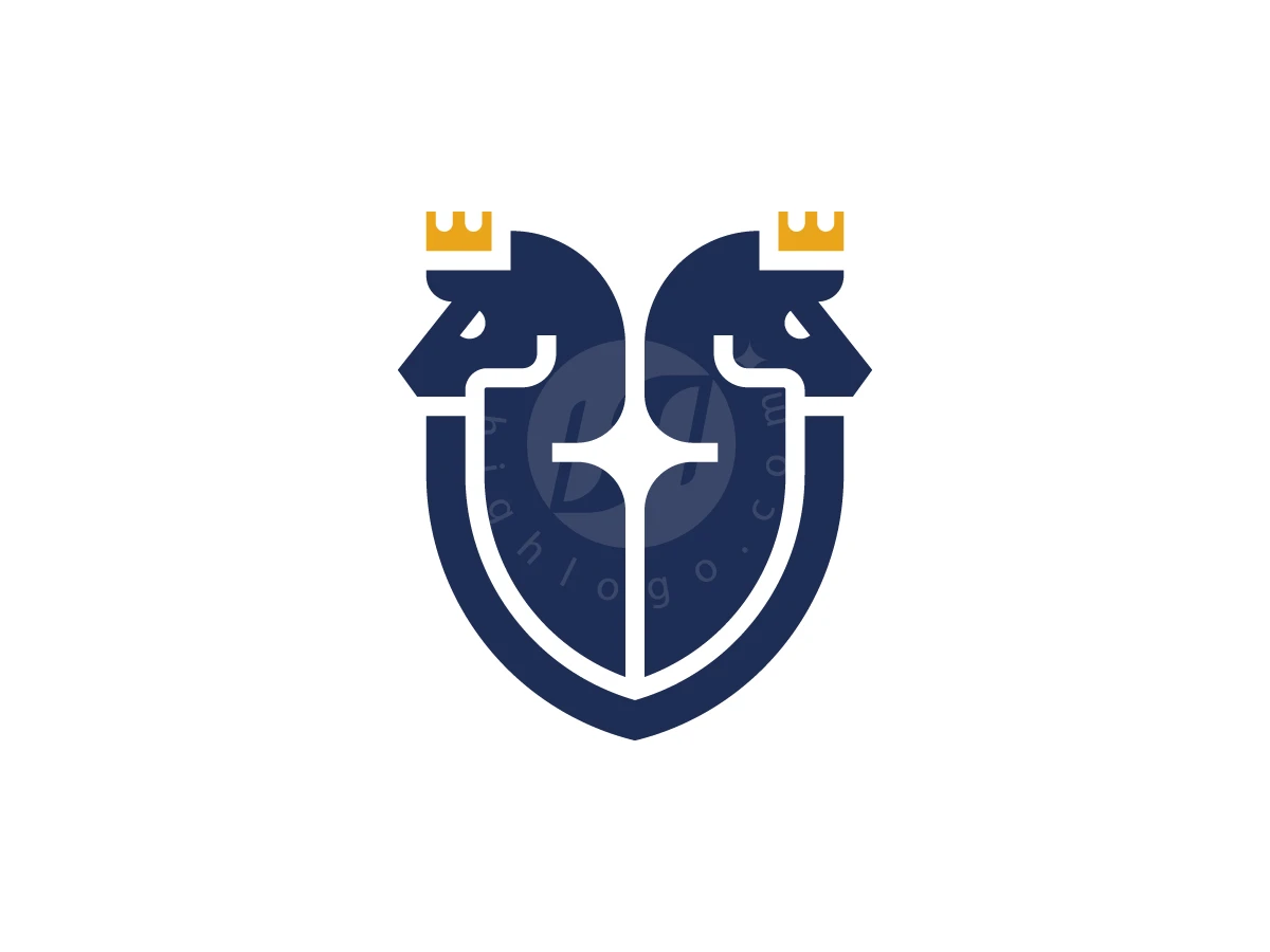 Crowned Knight Horses Shield Logo - Animal Logo design by Pamungkas Ctv for sale on Highlogo