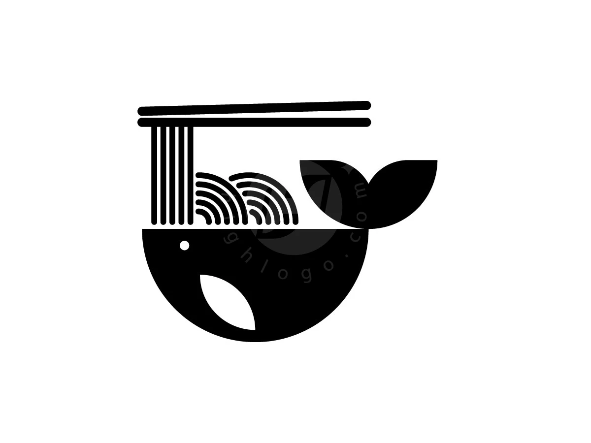 Simplified Whale Noodle Logo - Food Logo design by agniwara for sale on Highlogo
