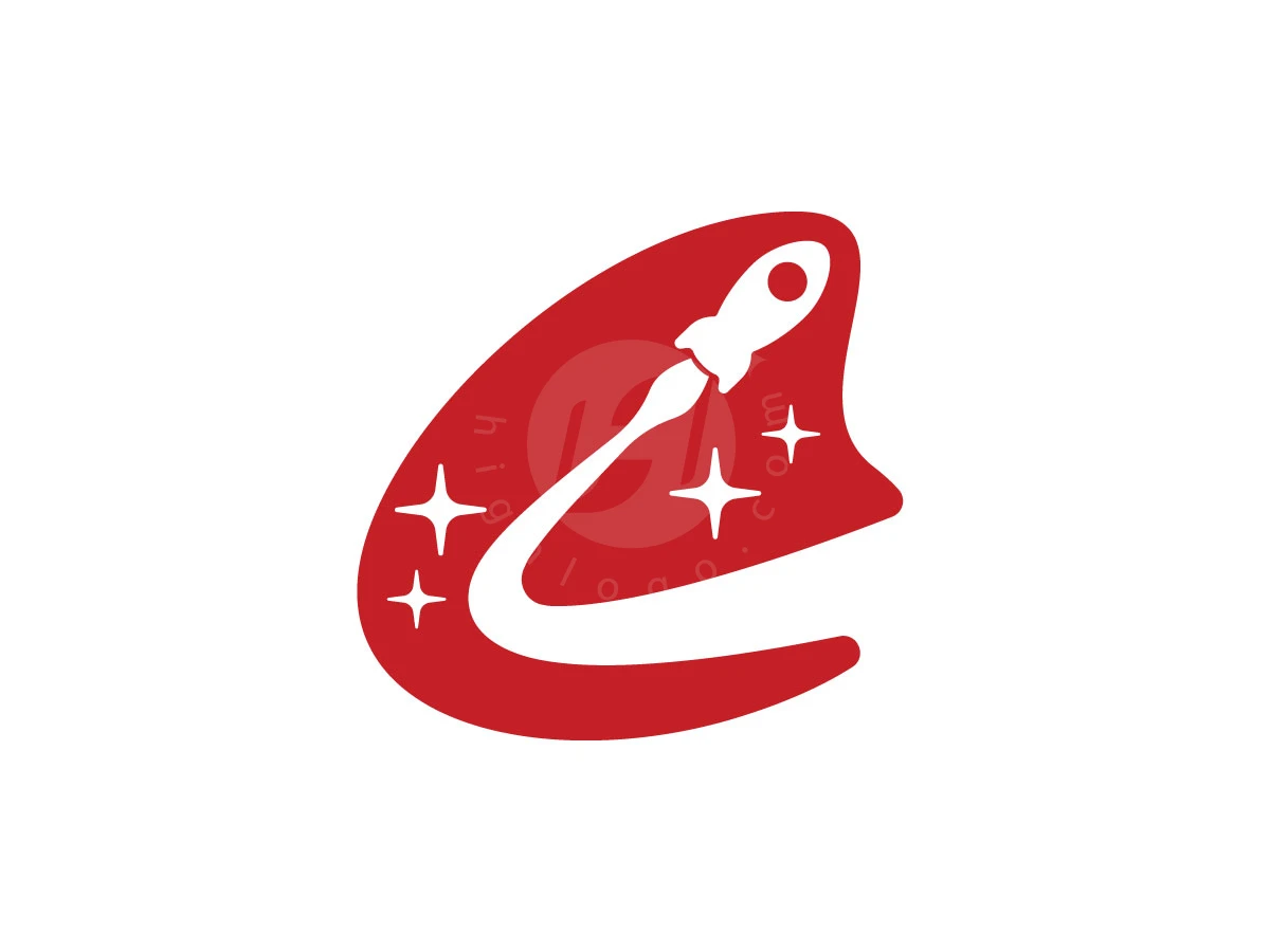 Flying Rocket In The Red Space Logo - Negative space Logo design by agniwara for sale on Highlogo