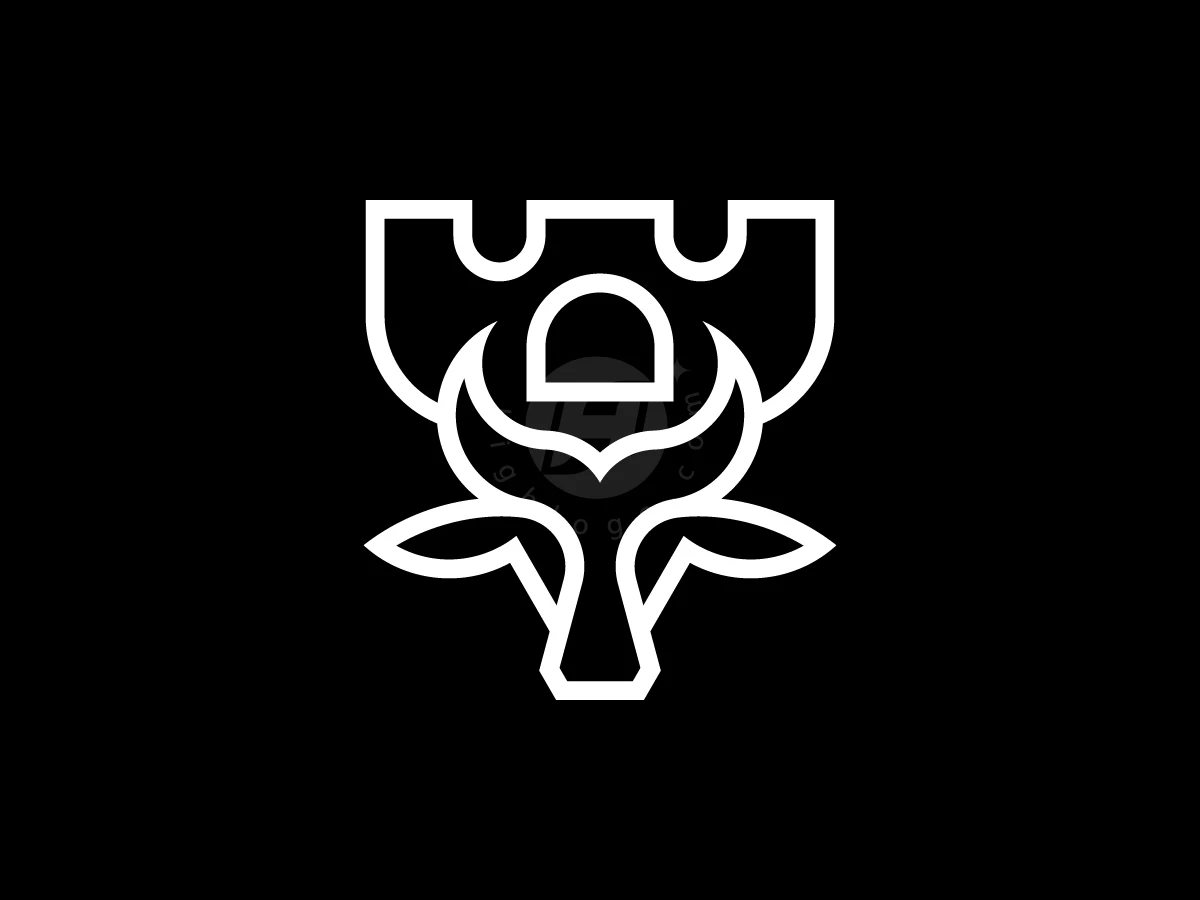 Bull Fortress Line Protection Logo - Animal Logo design by AQB GRAPHIC for sale on Highlogo