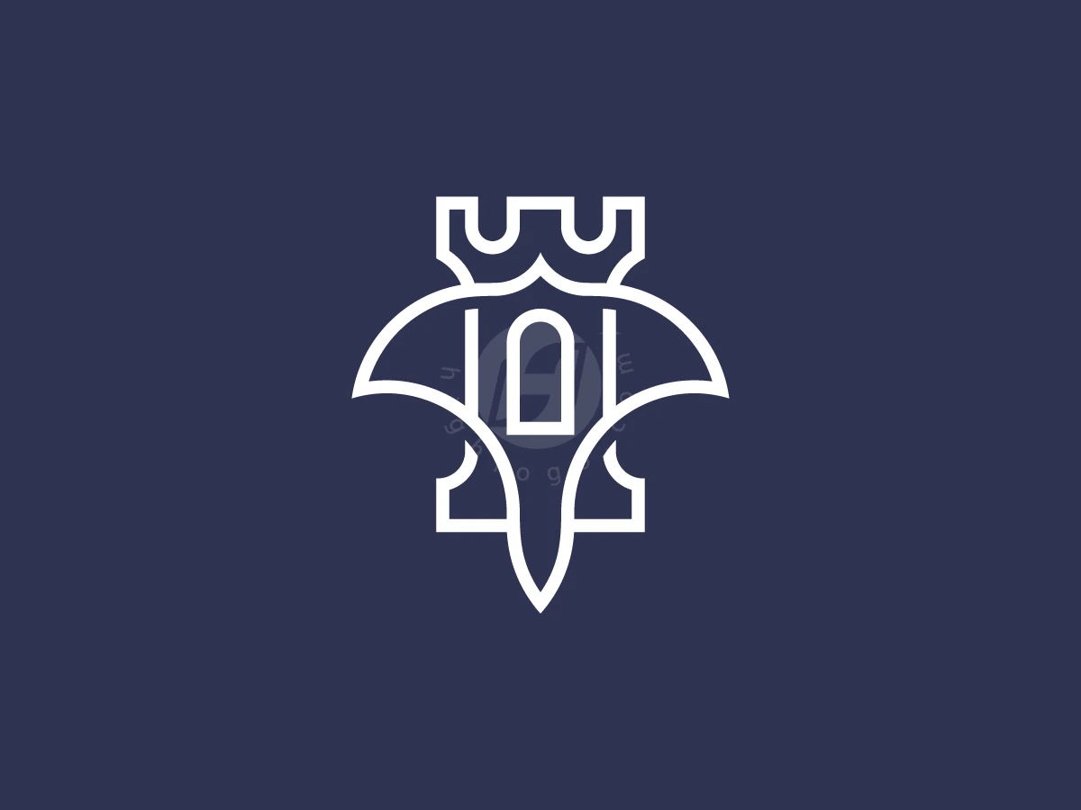 Elegant Monoline Stingray Fortress Logo - Animal Logo design by AQB GRAPHIC for sale on Highlogo