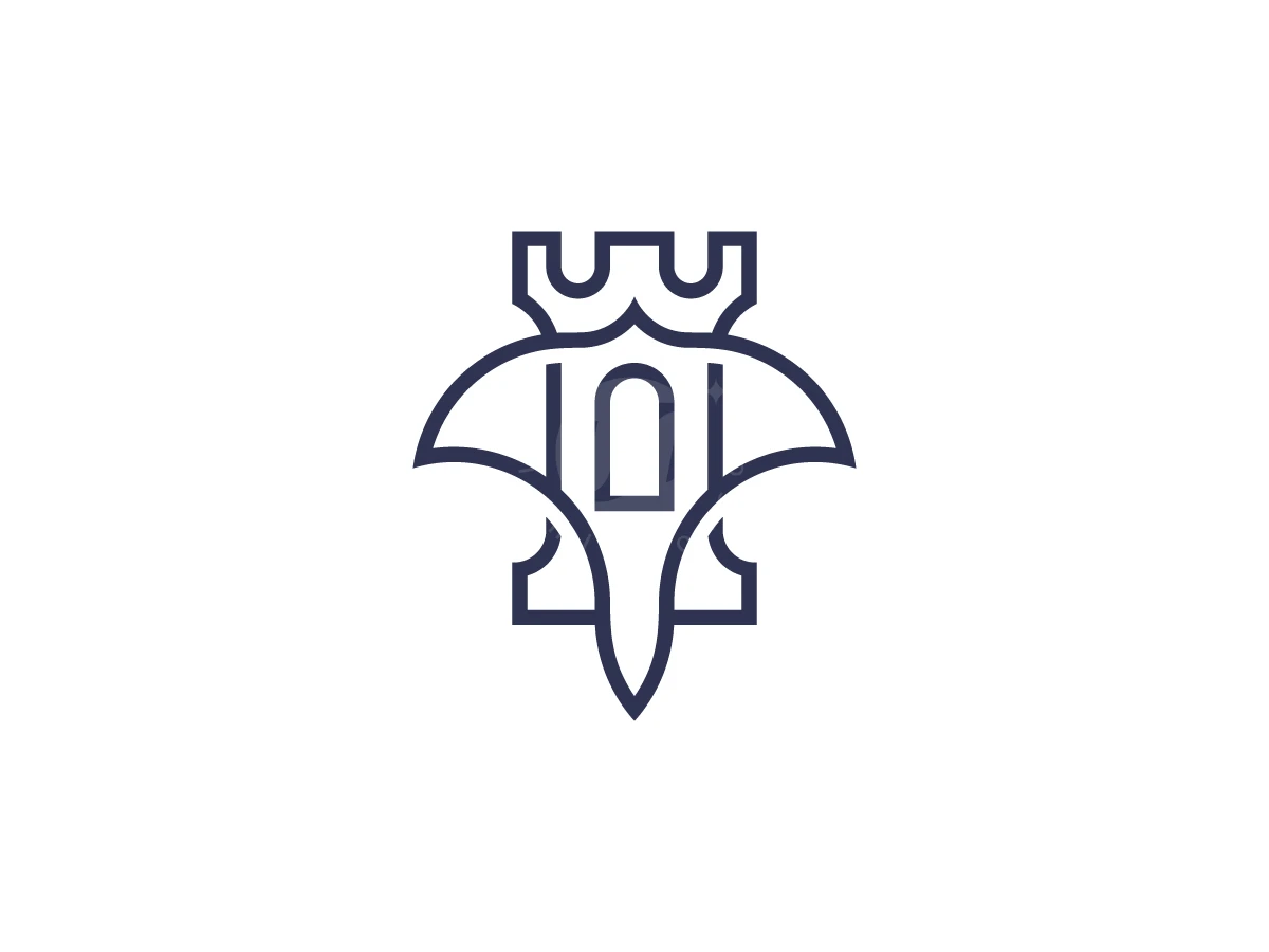 Elegant Monoline Stingray Fortress Logo - preview 1