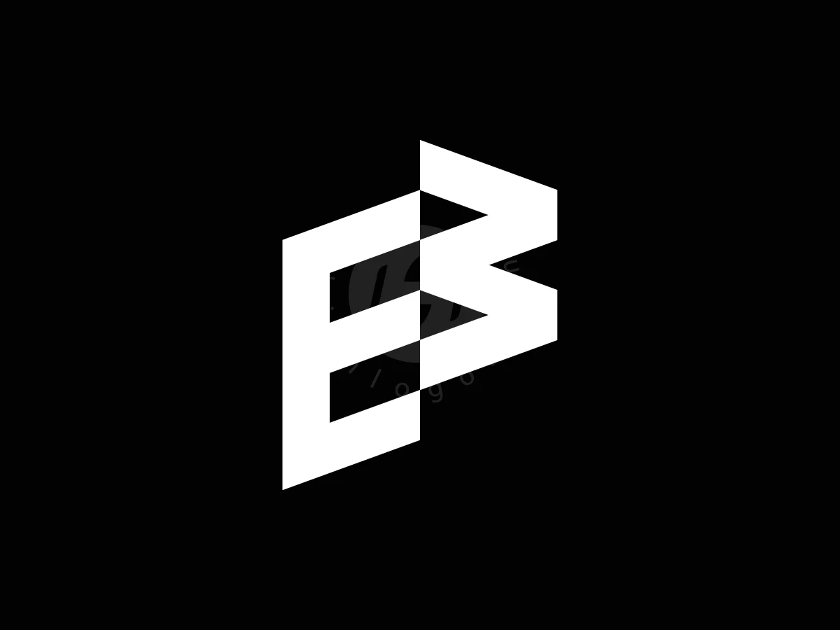 Geometric white shapes form an interlocking EM or EW letter logo against a solid black background.