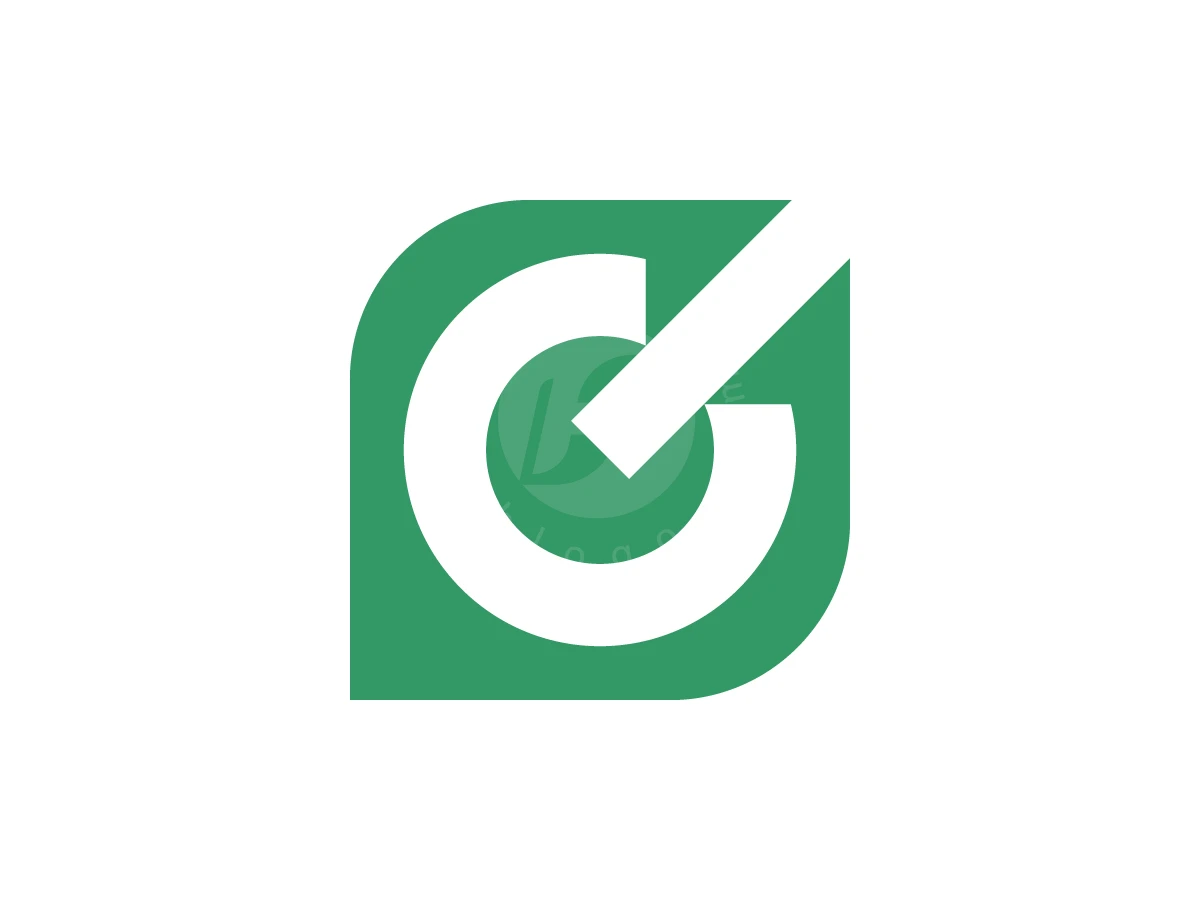 Power button and letter G symbols merge into a green leaf for this sustainable energy brand logo.
