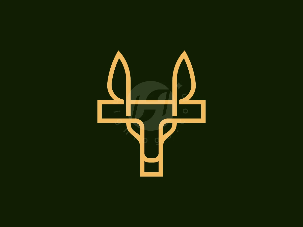 Anubis head and letter T merged into a golden linear logo set against a dark green background.