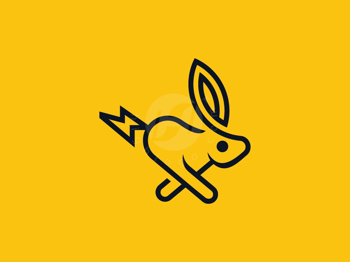Lightning Tailed Rabbit Running Logo - Animal Logo design by AQB GRAPHIC for sale on Highlogo