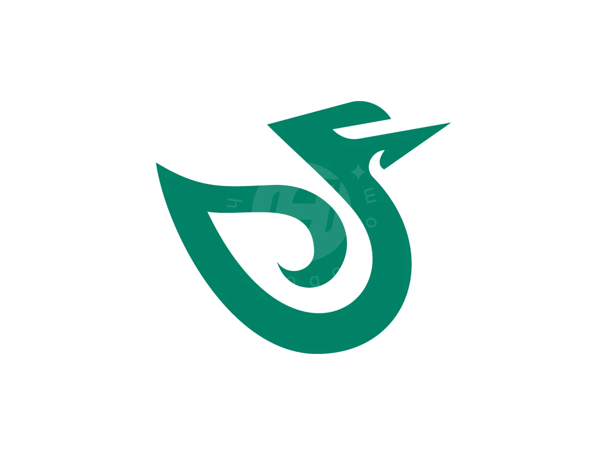 Simple Green Leaf Swan Logo - Animal Logo design by AQB GRAPHIC for sale on Highlogo