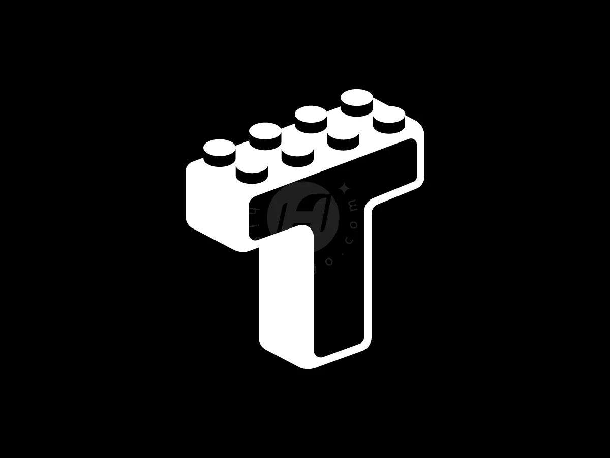 Letter T Toy Brick Logo - preview 1