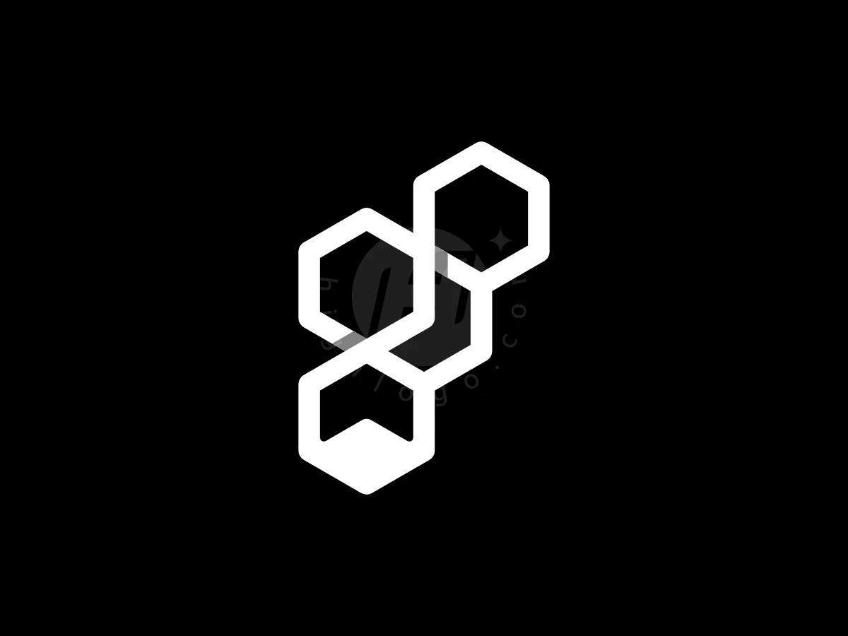 Hexagons of white interlock to form a stylized letter F logo on a black background.