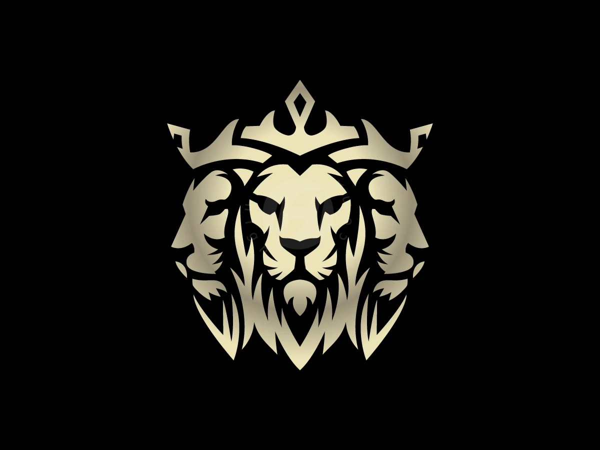 Triple Crown Lion Emblem - Animal Logo design by zepro for sale on Highlogo