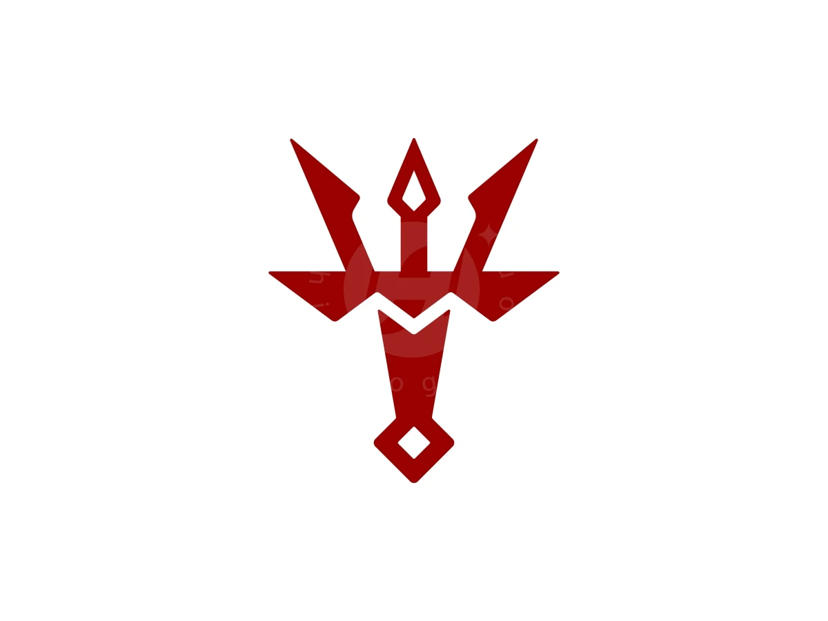 Sharp red geometric lines form a trident T letter logo against a clean white background.