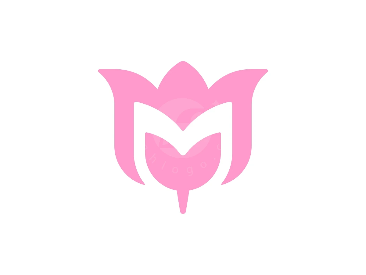 Elegant Tulip Flower M Letter Logo - preview 1