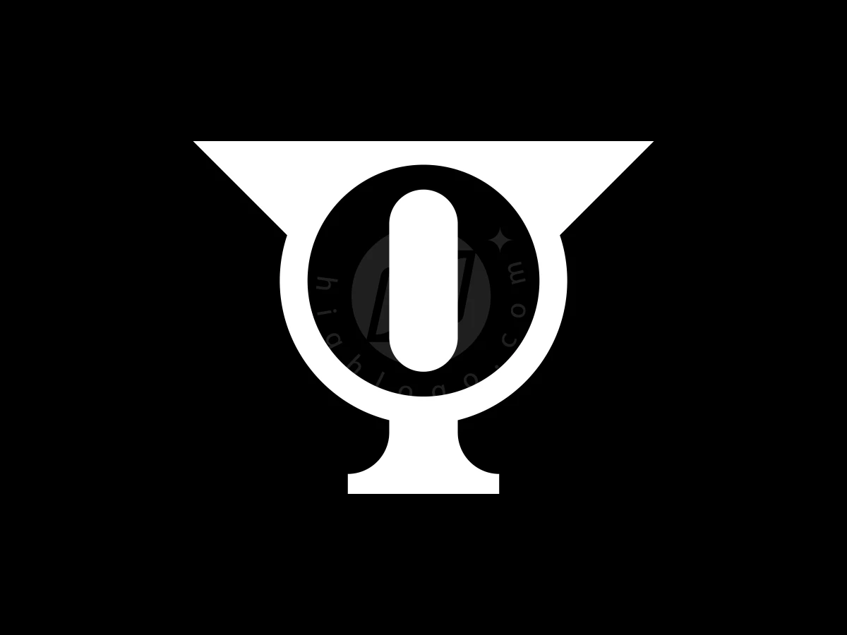 Combining 'T' and 'O' letters, this white trophy-shaped logo stands out against a solid black background.