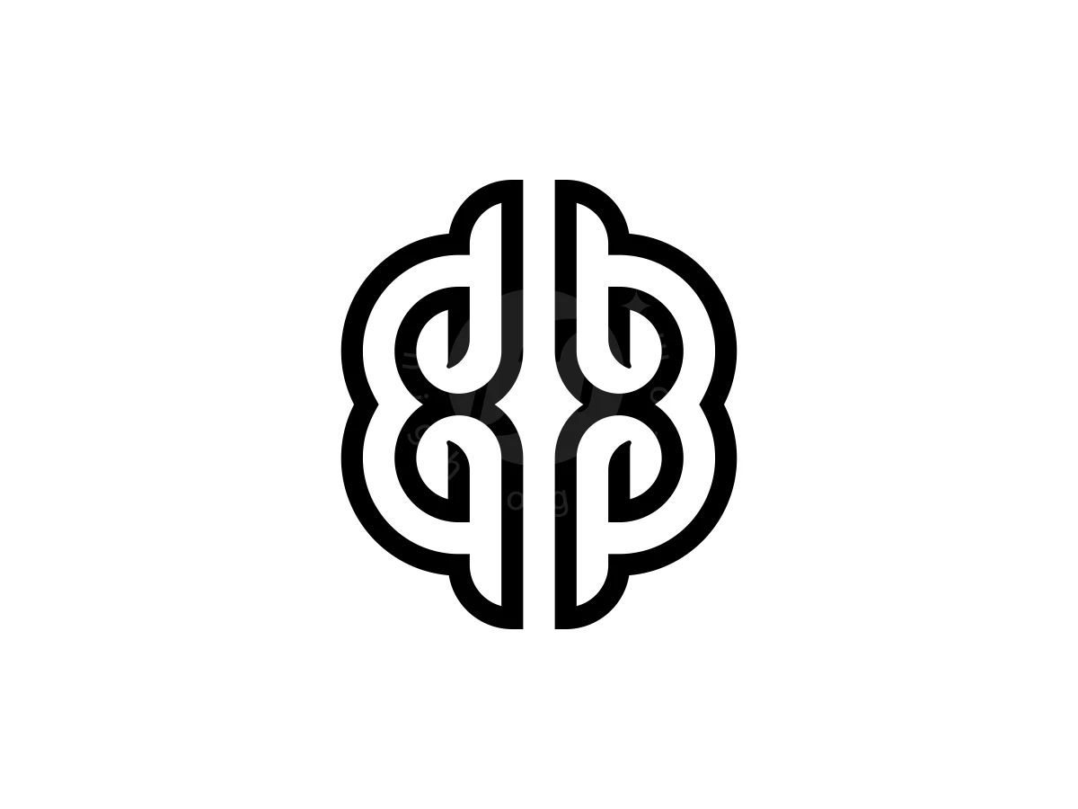 Two mirrored black B letters form a stylized brain shape in this minimalist logo.
