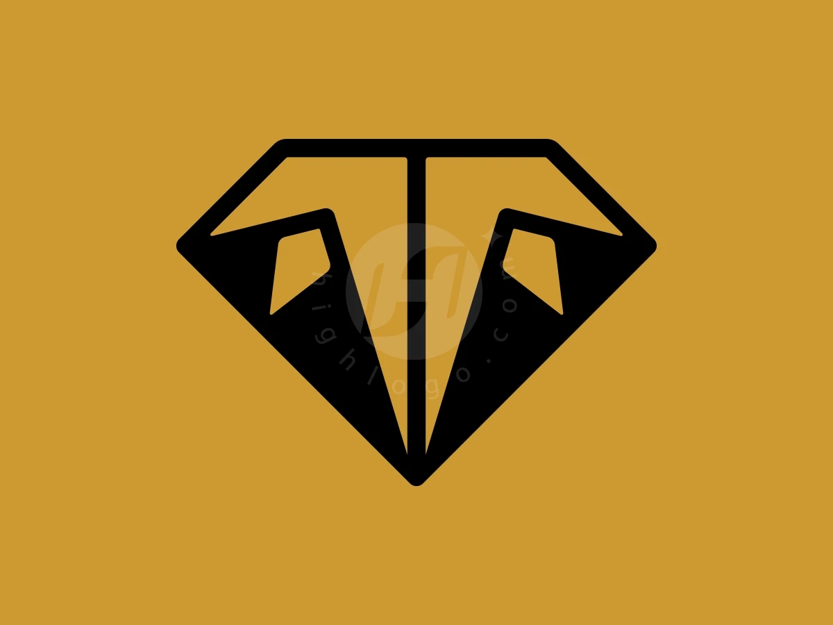 Integrating the initial letter T, this elegant black diamond logo stands out against a solid gold background.