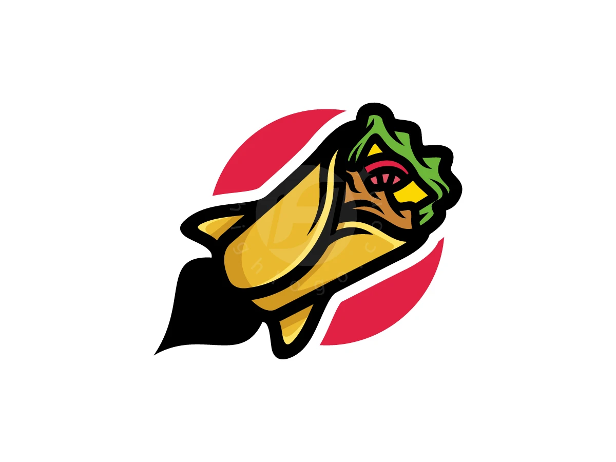 Fun Cartoon Rocket Burrito Logo - Food Logo design by ArizalArsyad for sale on Highlogo