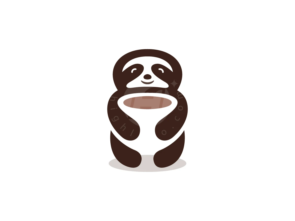 Sloth Coffee Simple Silhouette Logo - Food Logo design by ArizalArsyad for sale on Highlogo