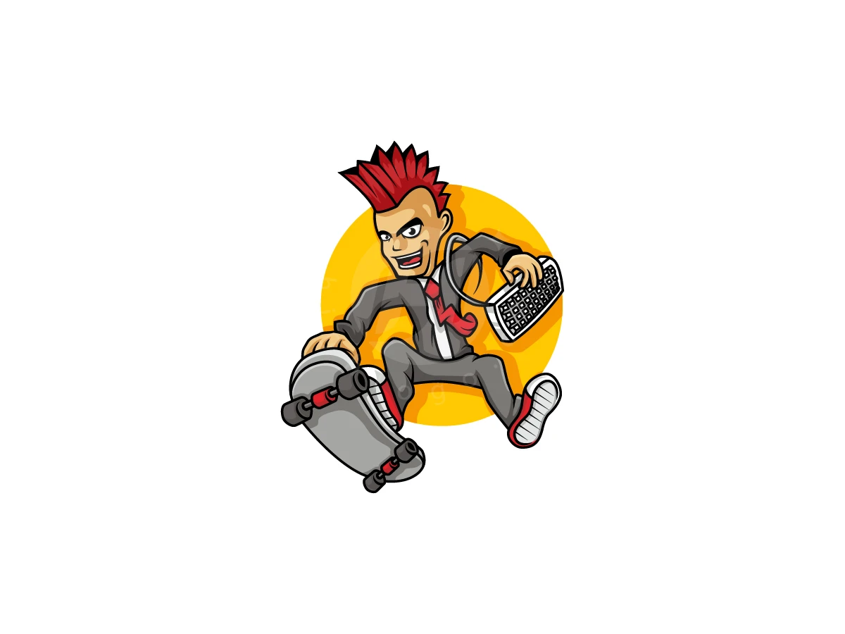 Fun Punk Progammer Cartoon Logo - Technology Logo design by ArizalArsyad for sale on Highlogo