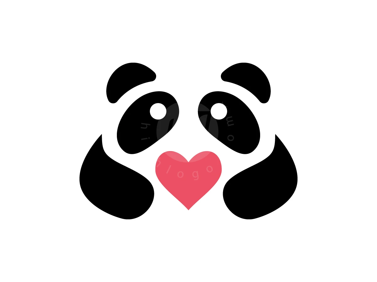 Minimalist Cute Panda Face With Heart Logo - Animal Logo design by ArizalArsyad for sale on Highlogo