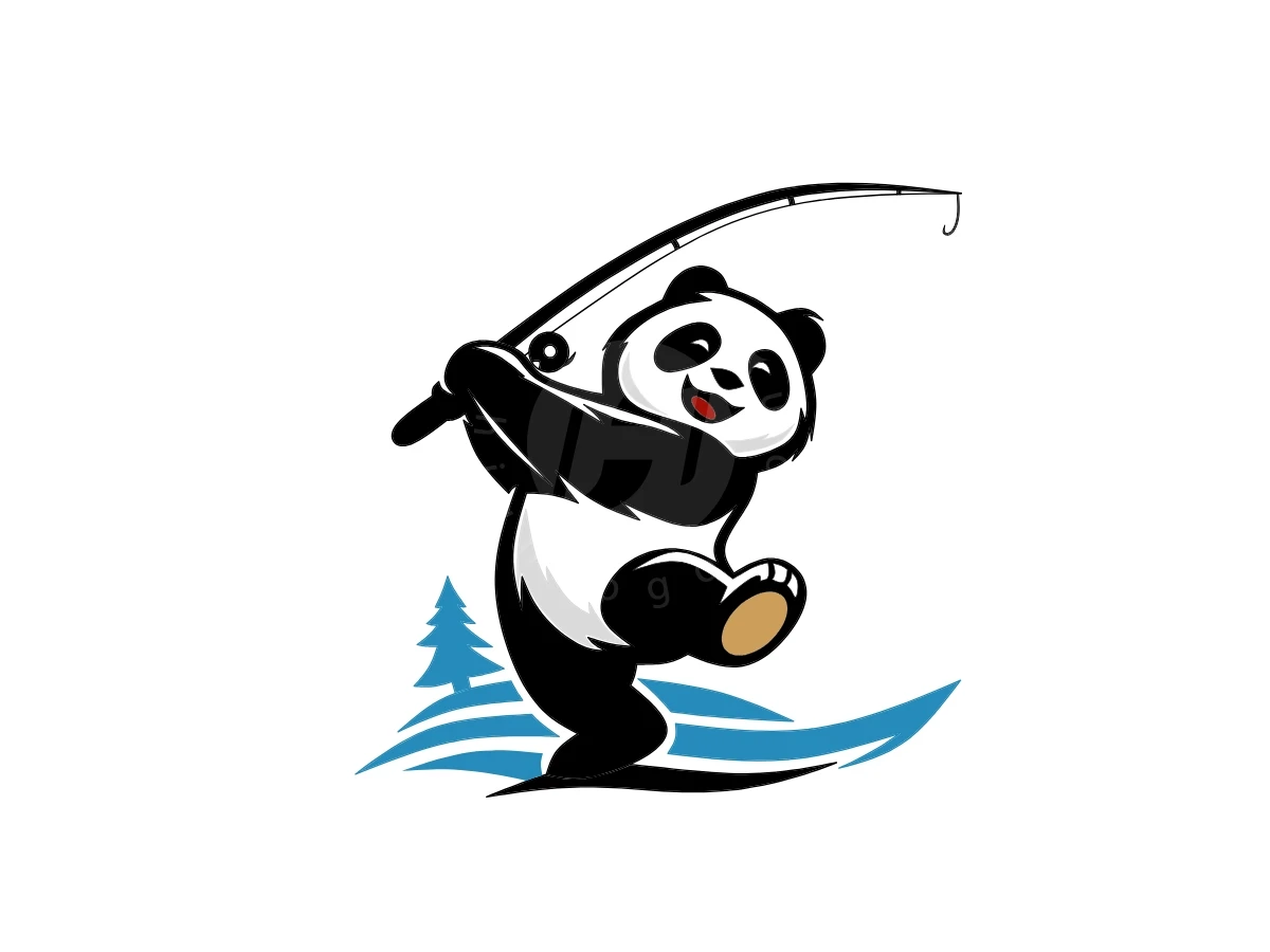 Playful Panda Fishing Outdoor Mascot Logo - Animal Logo design by Eka Eka for sale on Highlogo
