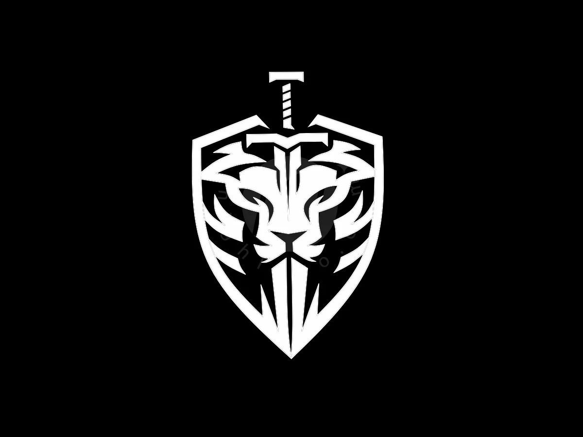 Lion Face Sword Shield Modern Logo - Animal Logo design by Eka Eka for sale on Highlogo