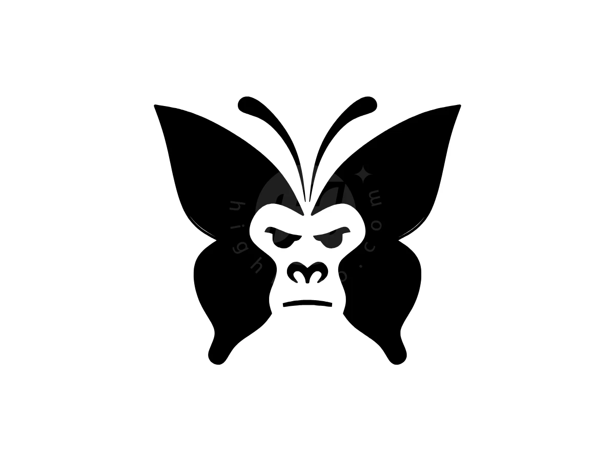 Butterfly Logo With Monkey Negative Space - Animal Logo design by Eka Eka for sale on Highlogo