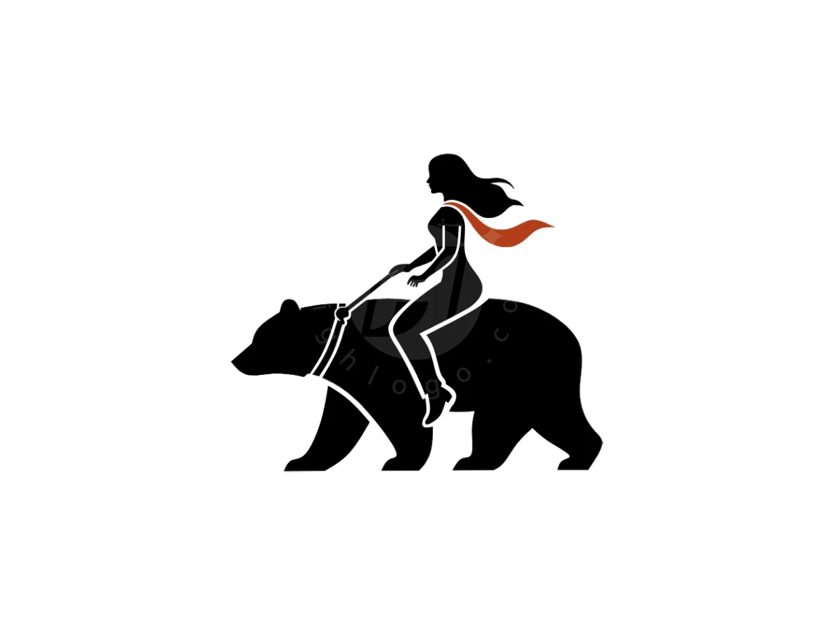 Silhouette Logo Of A Woman Riding A Bear - Animal Logo design by Eka Eka for sale on Highlogo