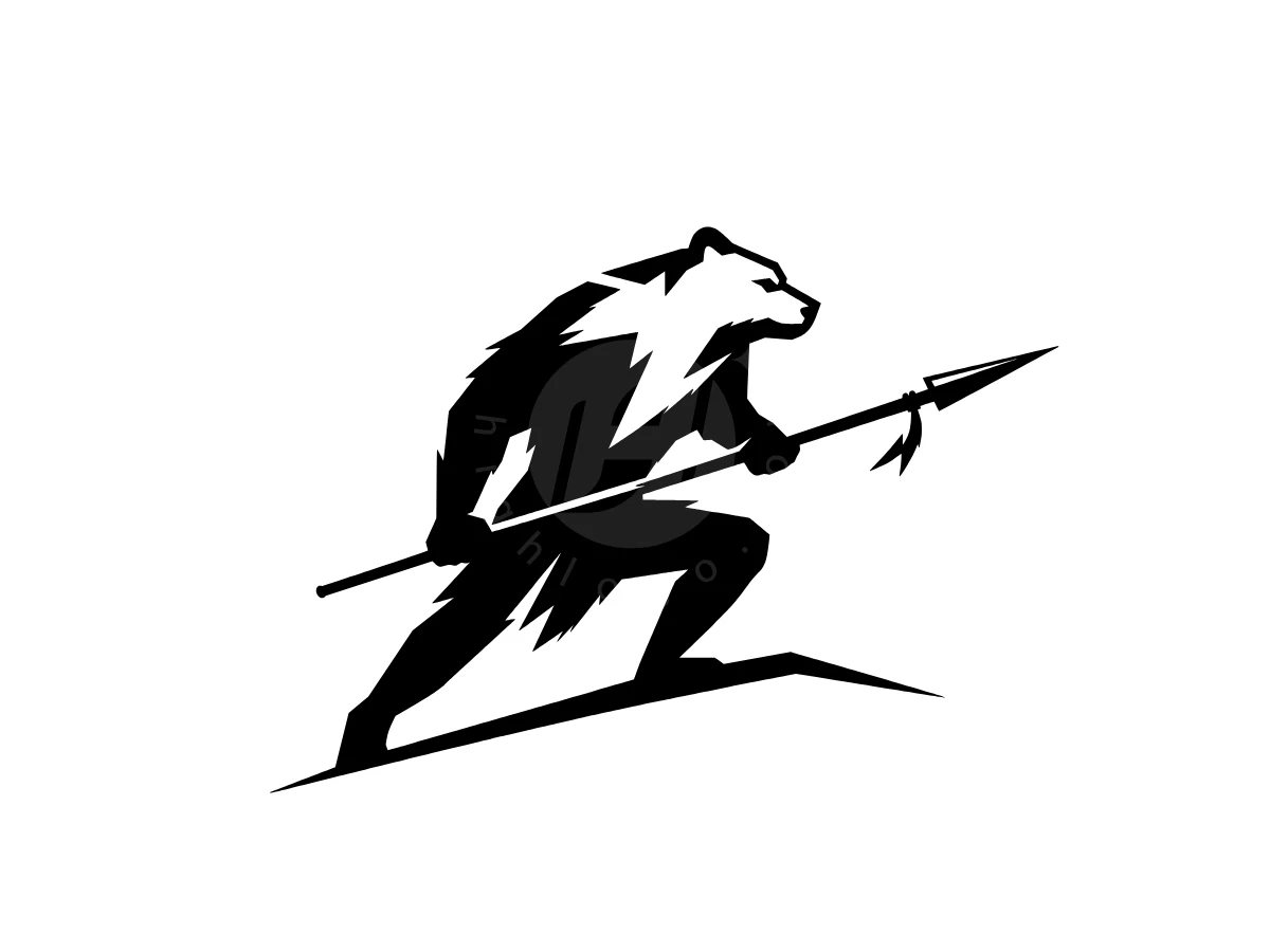 Heraldic Bear Man With Spear Logo - Animal Logo design by Eka Eka for sale on Highlogo