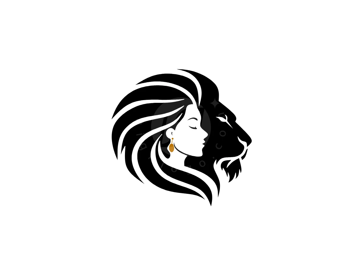 Singa Dan Wajah Seorang Gadis Wanitw Logo - Animal Logo design by Eka Eka for sale on Highlogo
