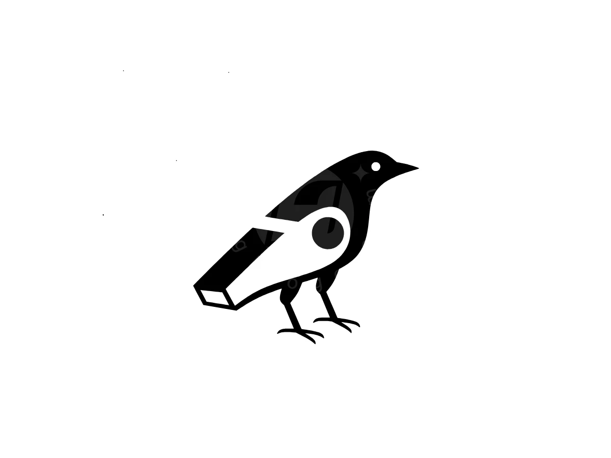 Creative Logo Of A Crow With A Whistle Body - Animal Logo design by Eka Eka for sale on Highlogo