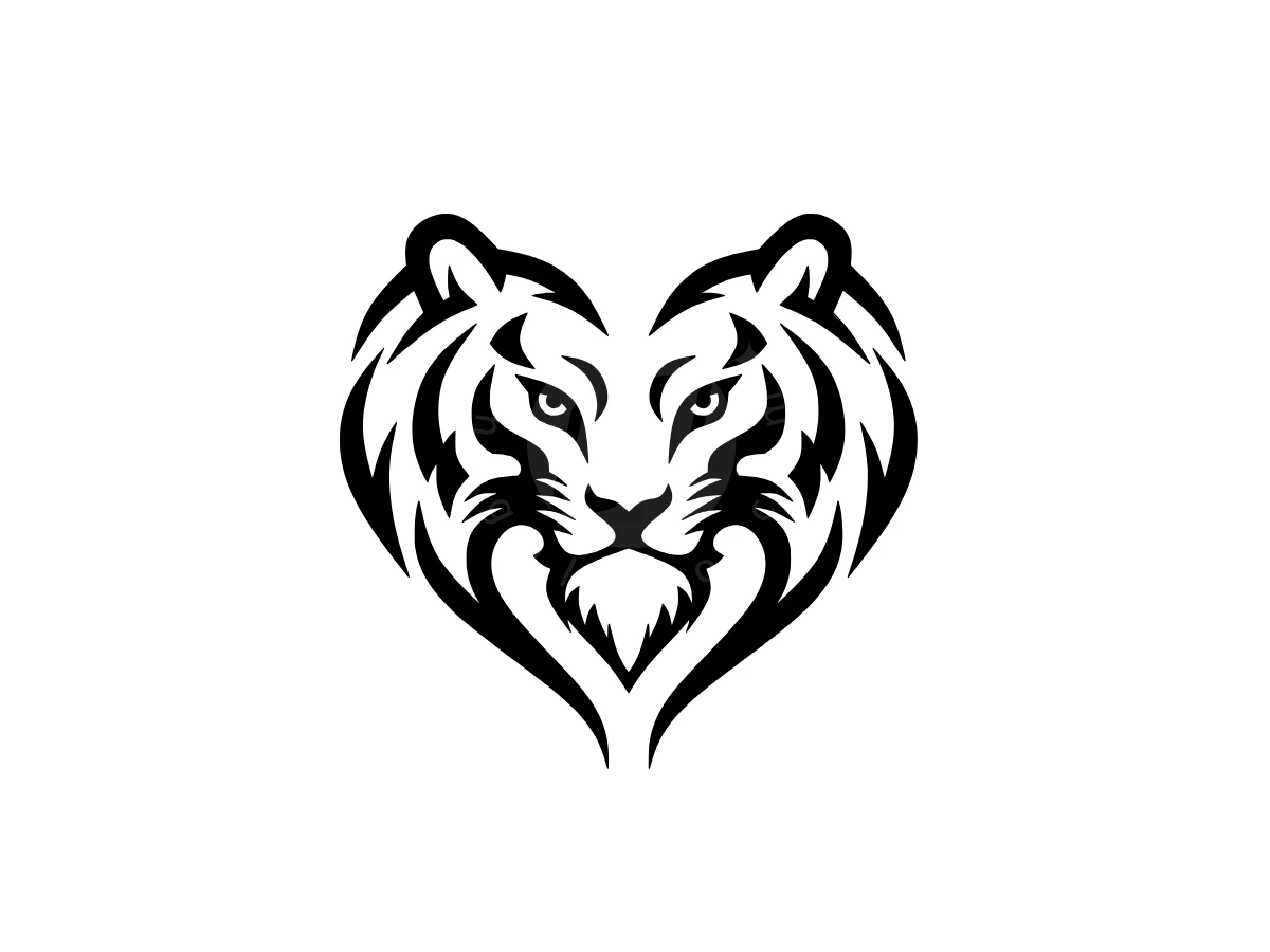 The Tiger Head Logo Forms A Heart Symbol - Animal Logo design by Eka Eka for sale on Highlogo