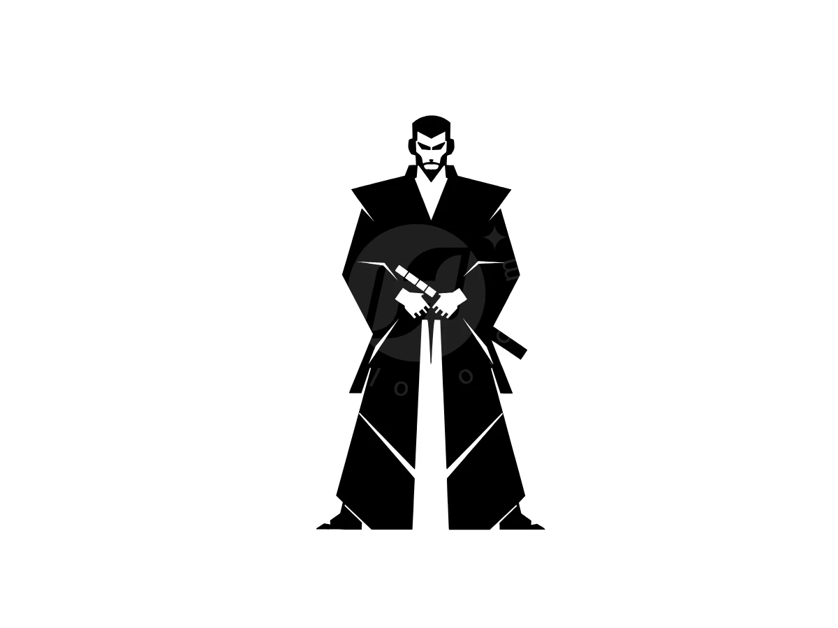Geometric Samurai Man Logo - Media Logo design by Eka Eka for sale on Highlogo