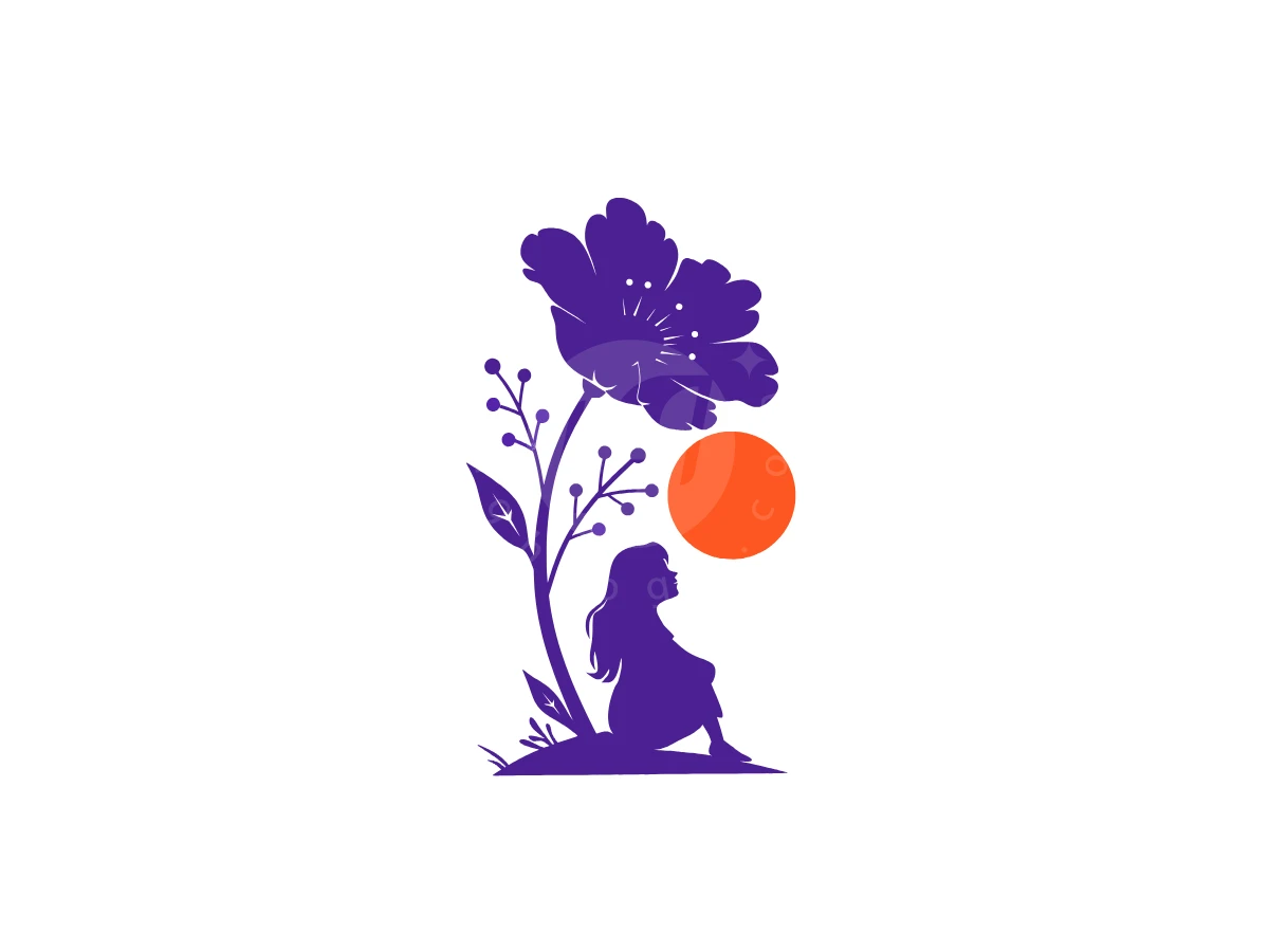 Illustration Logo Of A Girl Under A Flower - Beauty Logo design by Eka Eka for sale on Highlogo