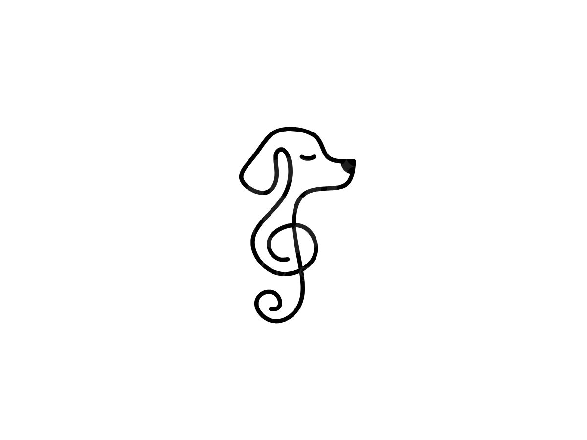 Music Monoline Dog Logo - Animal Logo design by Eka Eka for sale on Highlogo