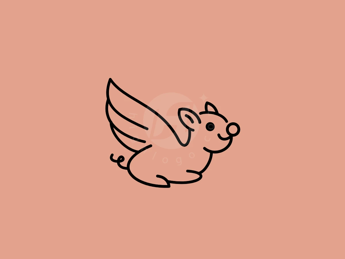 Winged Pig Line Logo - Animal Logo design by Eka Eka for sale on Highlogo