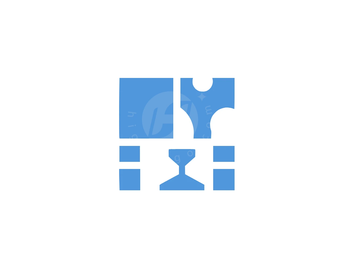 Abstract Hourglass Puzzle Logo - Abstract Logo design by Eka Eka for sale on Highlogo