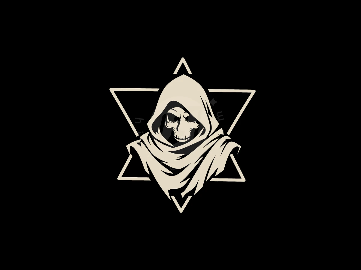 Minimalist Hooded Or Robed Skull Logo - Media Logo design by Eka Eka for sale on Highlogo