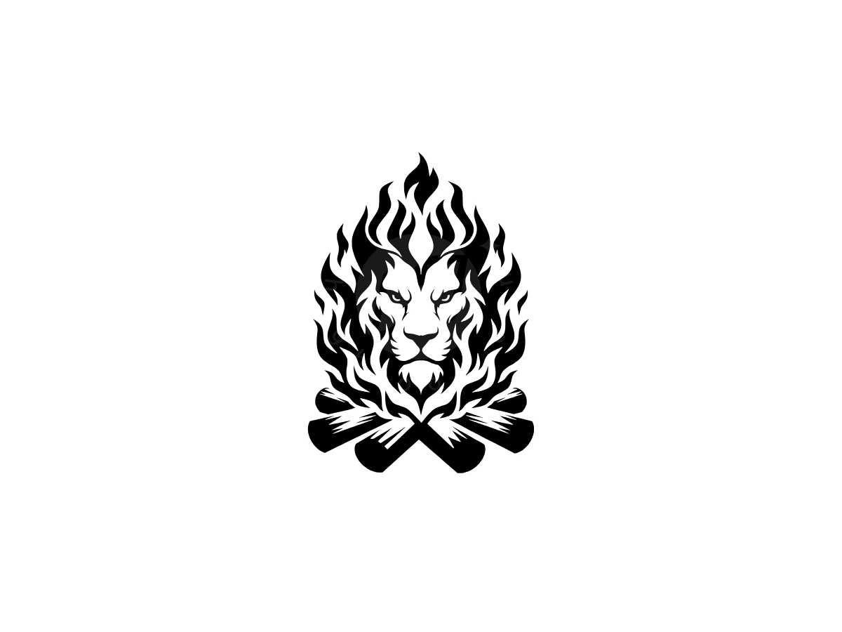 Lion Campfire Firewood Camping Logo - Animal Logo design by Eka Eka for sale on Highlogo