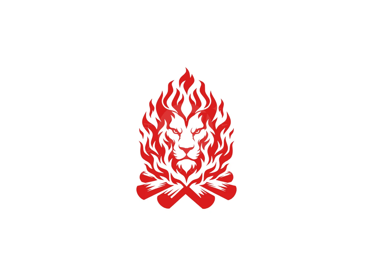 Lion Campfire Firewood Camping Logo - preview 1