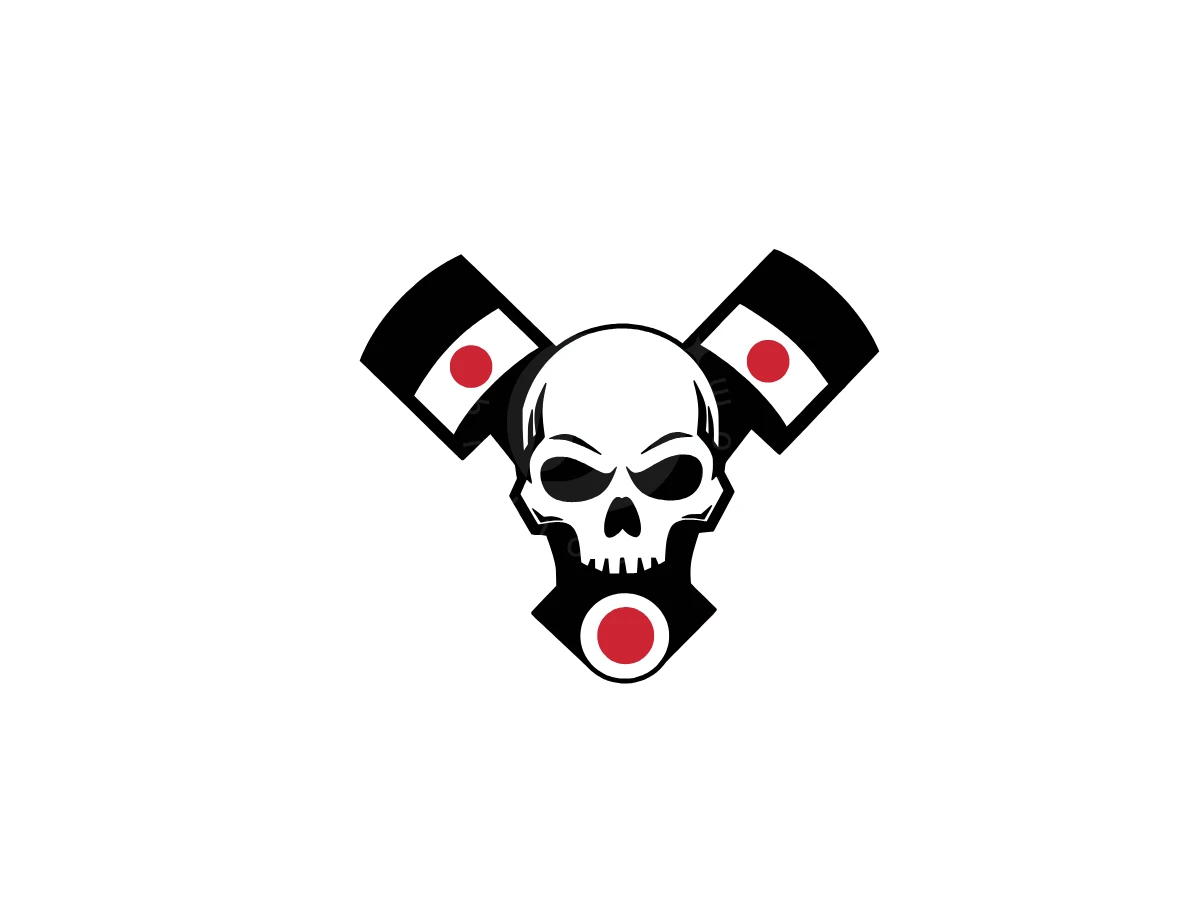 Hinomaru Piston Technology Logo Skull Letter V - Technology Logo design by Eka Eka for sale on Highlogo