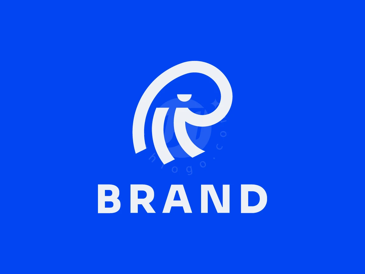 Octopus monoline curves in white sit above bold BRAND text on a vibrant blue background in this logo.