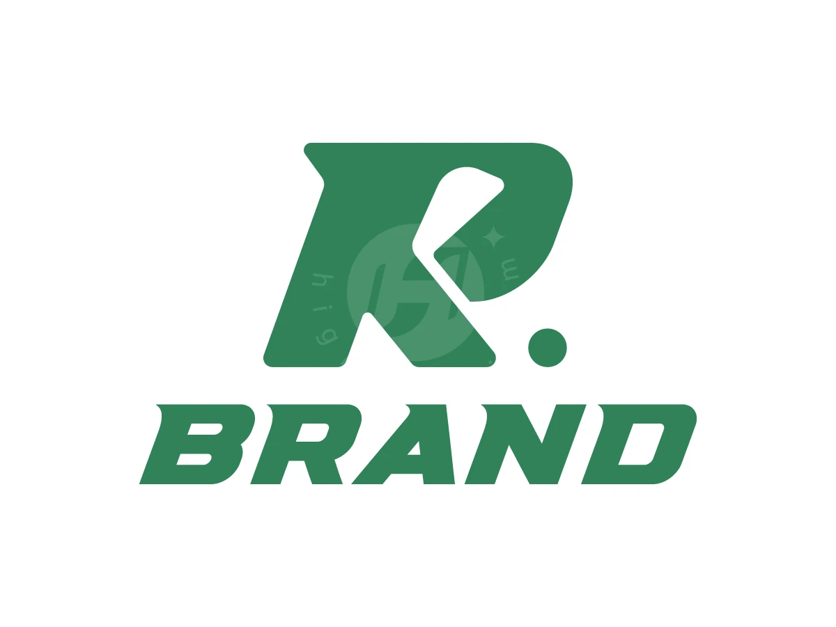 Green letter R logo integrates a golf club silhouette and ball above bold, italicized sans-serif brand text.