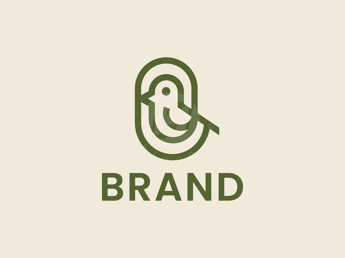 Paper Clip Bird Monoline Logo - preview 1