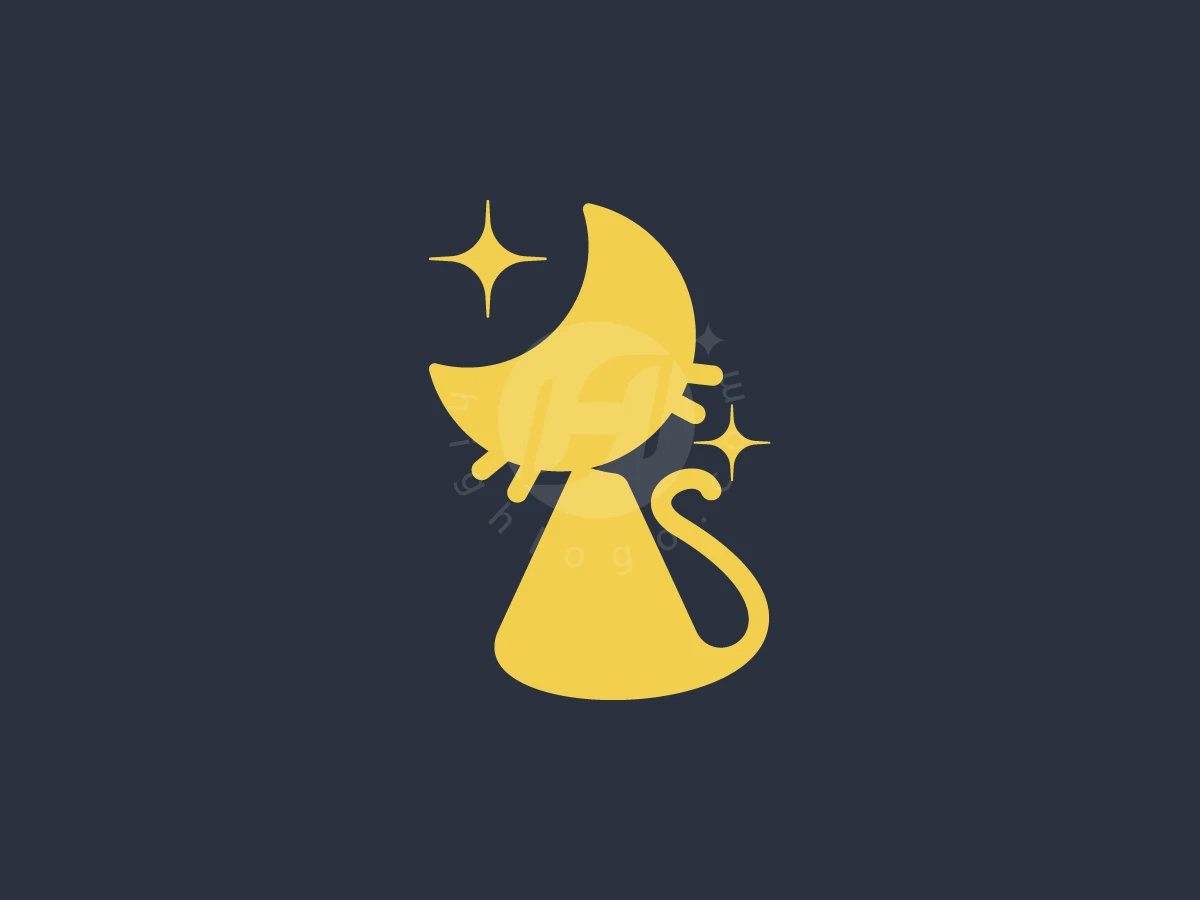 Crescent Moon Cat Logo - Animal Logo design by Denmaz for sale on Highlogo