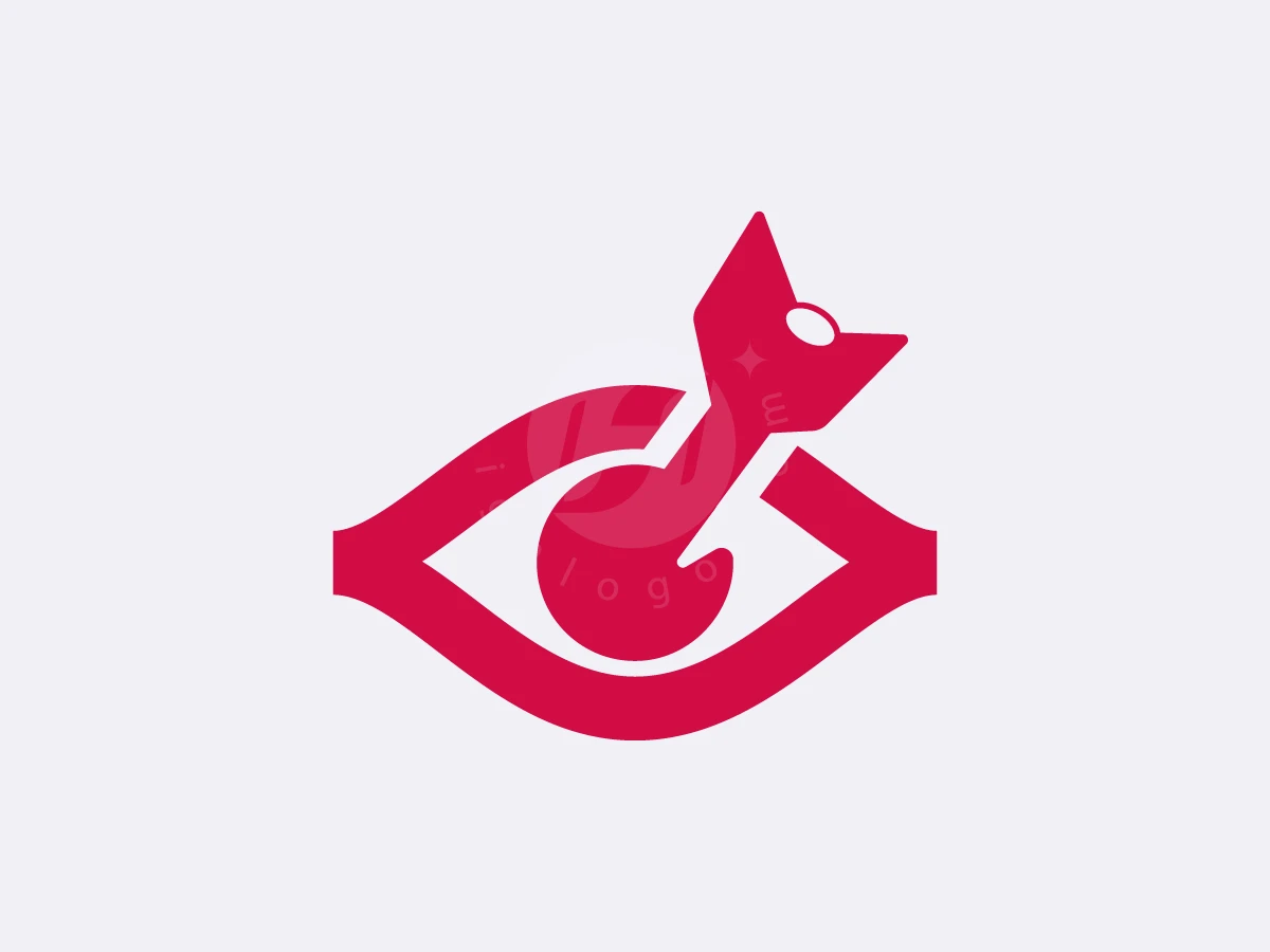 Target Eye Vision Logo, Featuring vivid red lines, an eye symbol merges with a launching rocket against a pale gray backdrop.